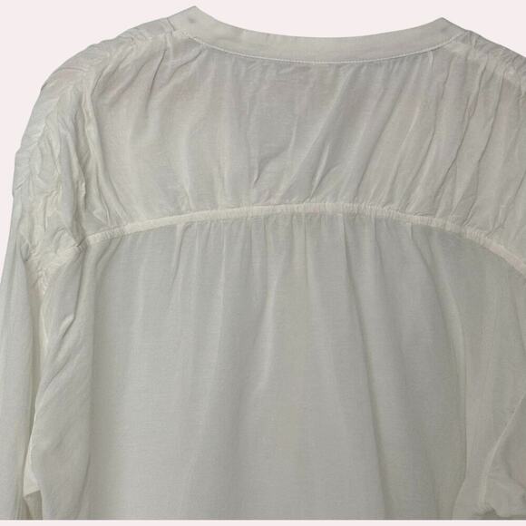 Anthropologie Pilcro White Pleated Shoulder Oversize Popover Blouse (L) - Picture 6 of 12